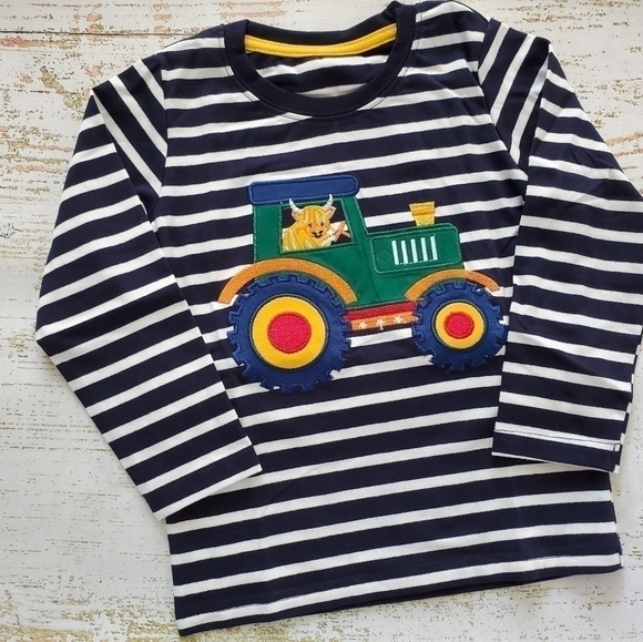 Highland Cow and Tractor Applique Long-Sleeve Top - Picture 1 of 16